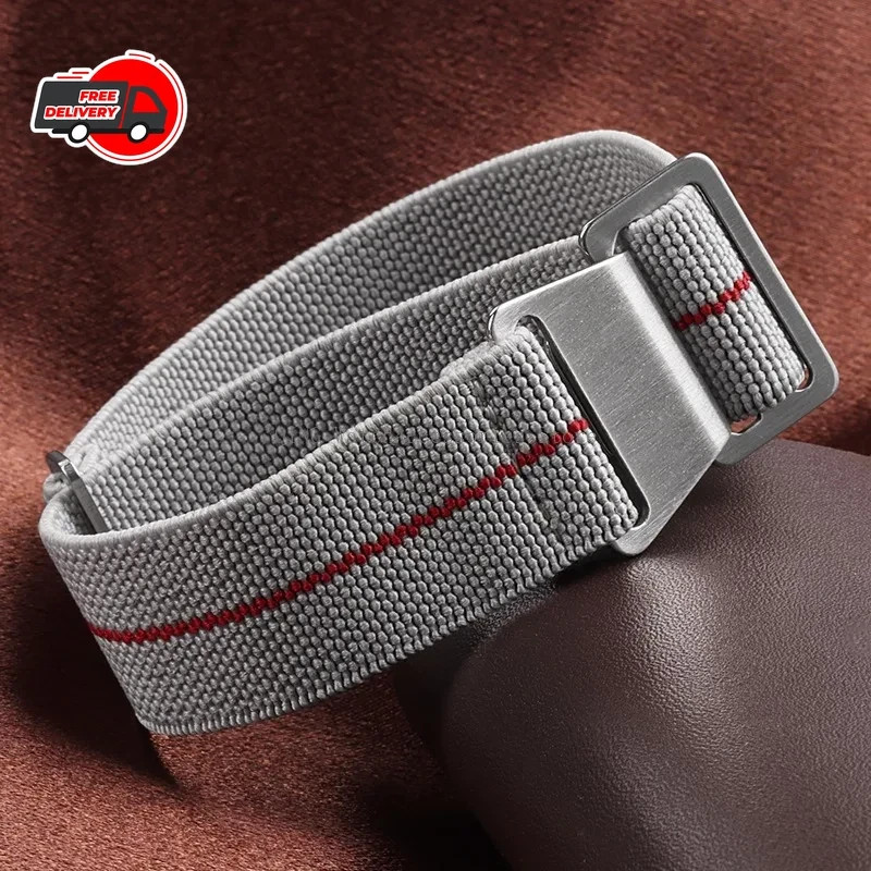 18/20/22mm Elastic Nylon Watch Band French Military Style Sport Strap Men Women