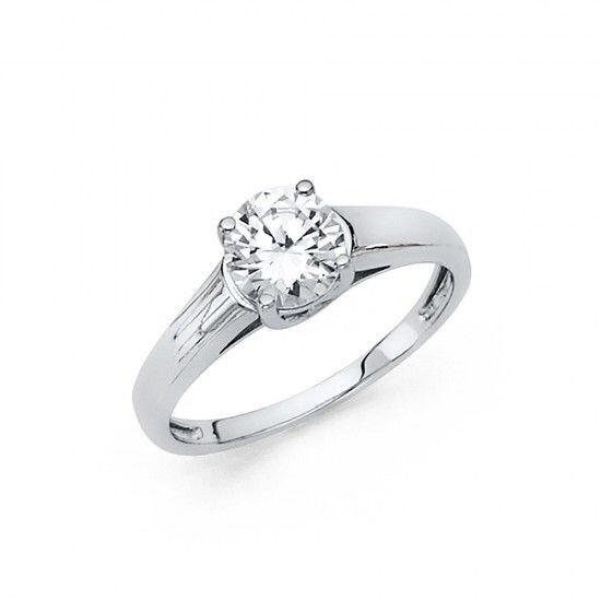 14K Solid Yellow Gold 1ct Promise Solitaire Bridal Engagement Ring Anillo de Oro