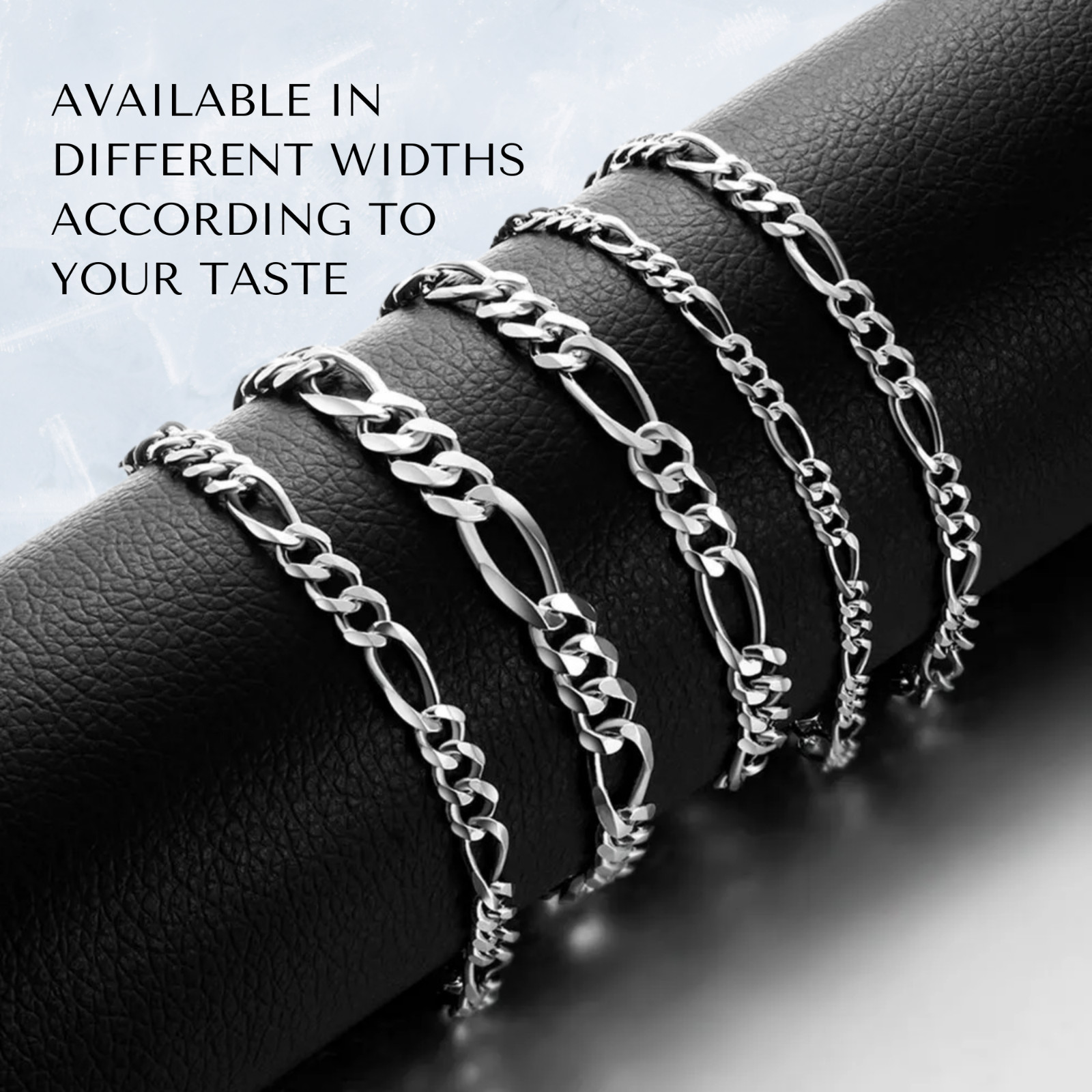 Real Sterling Silver UNISEX Figaro Solid Chain Bracelet or Necklace 925 Italy