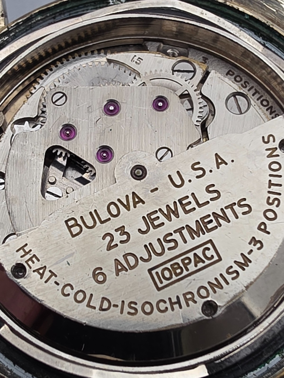 Vintage Bulova 23 “A” Men’s automatic watch 10K RGP Black Sunburst dial 1955