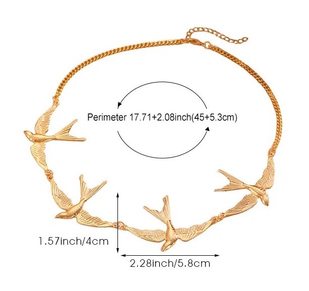 Bird Necklace Swallow Zara Gold Chain Boho Statement Animal Flying Cottagecore