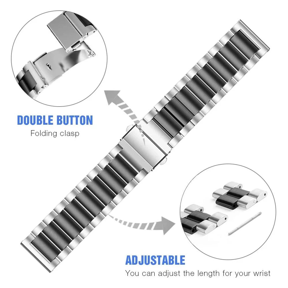 22mm Steel Watch Strap For Huami amazfit BIP 6 5 GTR 4 3 GTR 47mm Stainless Band