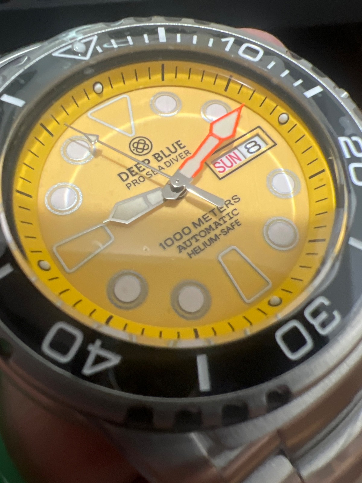 DEEP BLUE PRO-DIVER1000🔥AUTO SS BLACK BEZEL ORANGE FULL LUME DIALGLOW ORANGE😱