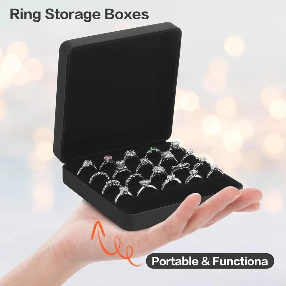 Ring Storage Organizer Box for Multiple Rings, Travel Portable Jewelry Ring Stud