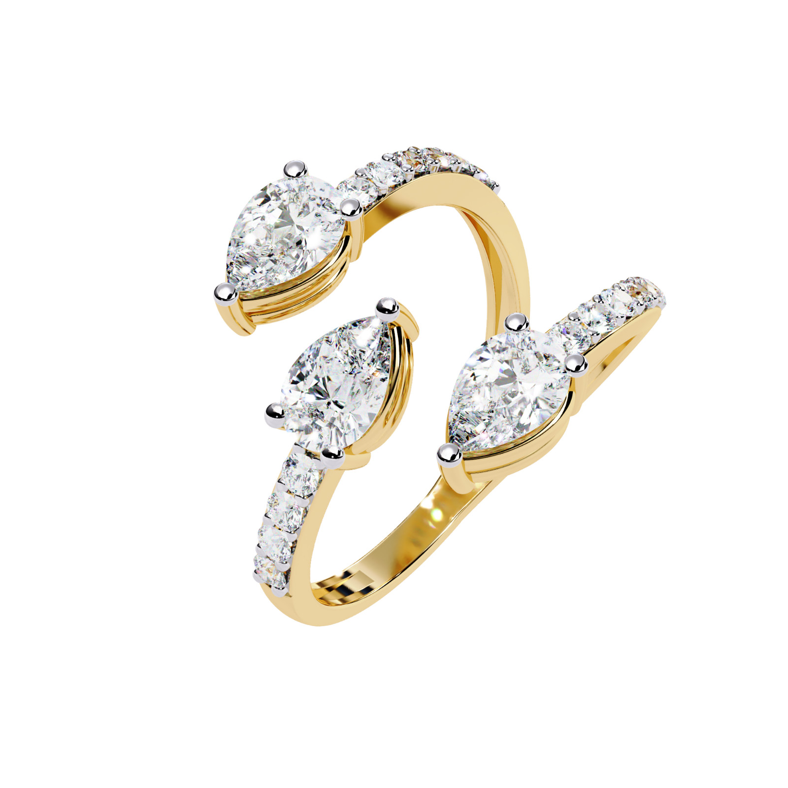 3 Stone Pear Moissanite Engagement Ring 925 Sterling Silver CZ Bridal