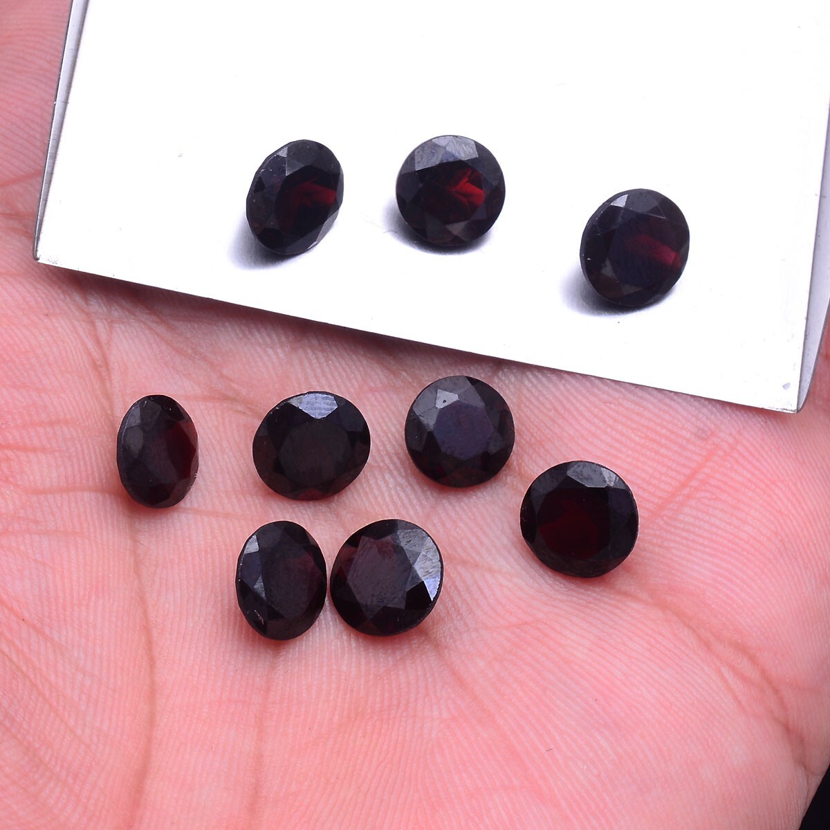 9 Pcs Natural Garnet 8mm Round Faceted Cut Untreated Huge Loose Gemstones Lot