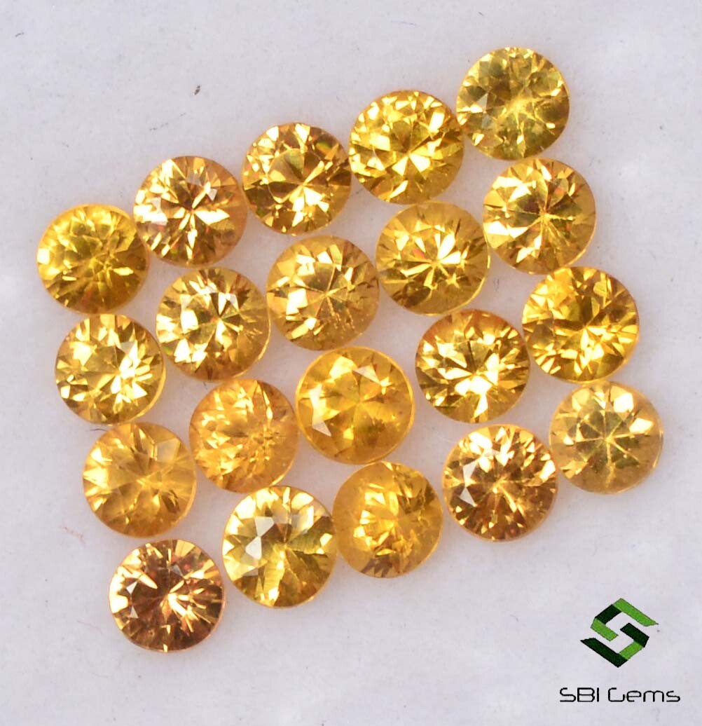 1.51 Cts Natural Yellow Sapphire Round Diamond Cut 2.50 mm Lot 20 Pcs Gemstones