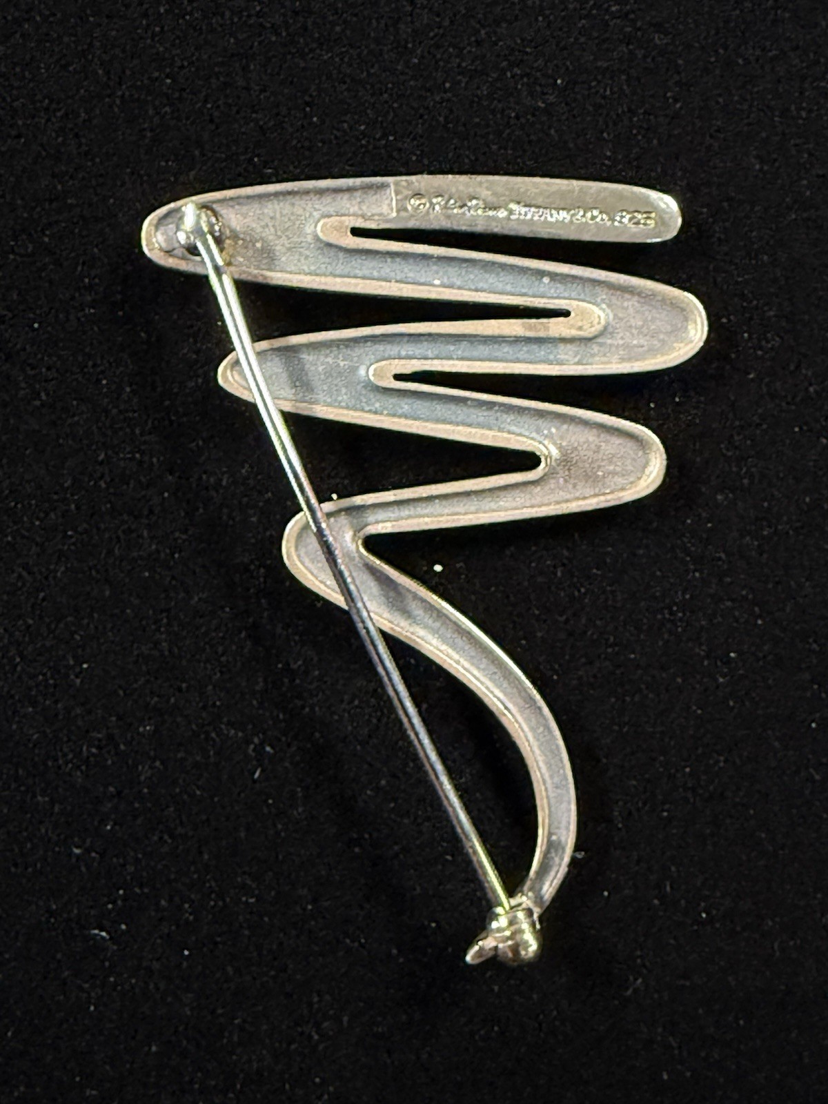 Paloma Picasso Tiffany & Co .925 Zig Zag Pin Brooch W/Bag Item #490