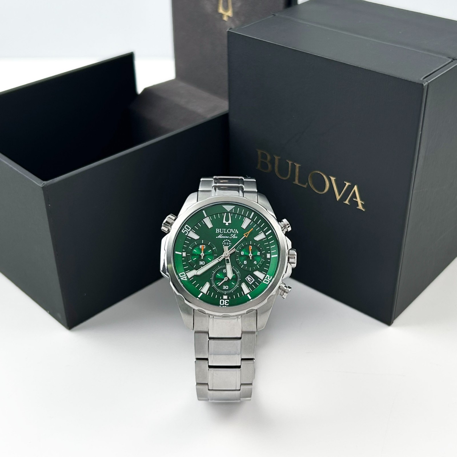 Bulova Classic Marine Star Green Dial Chronograph Men’s Quartz Watch 96B396