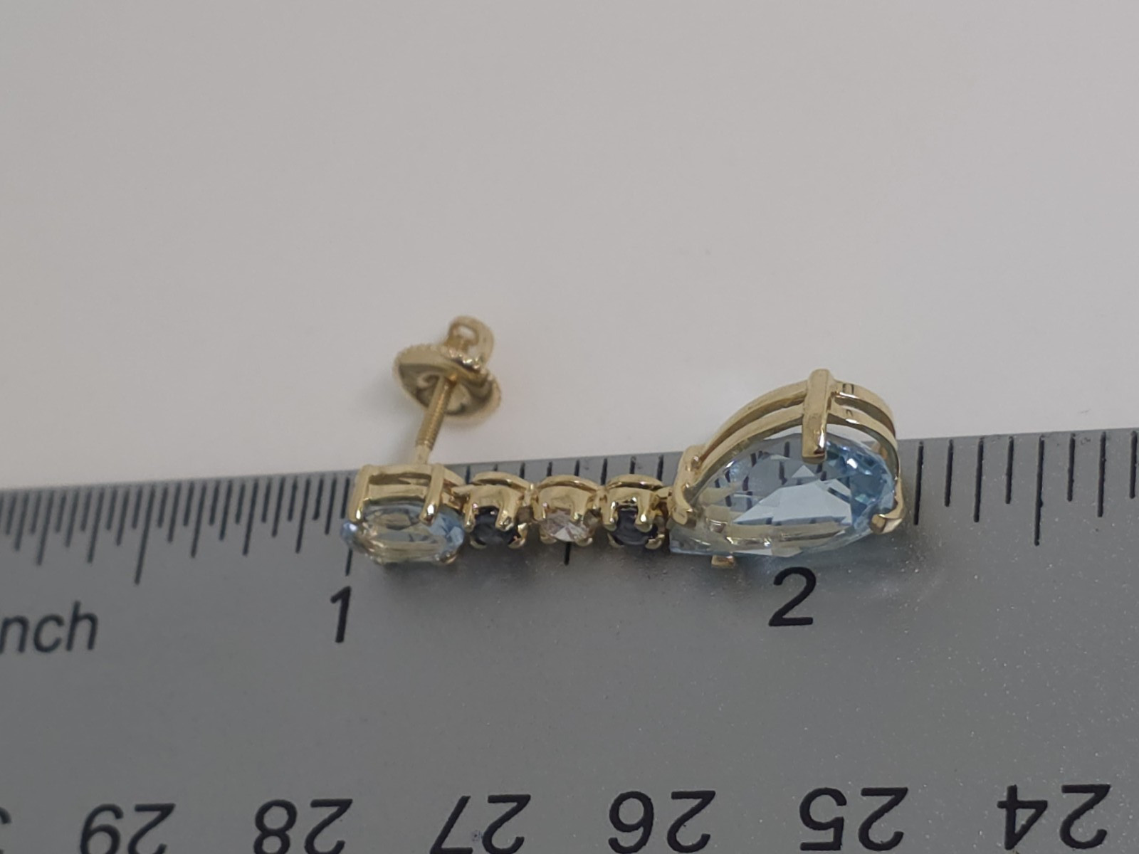14k Yellow Gold Topaz Sapphire And Diamond Pendant And Earrings Set 8.8 Grams