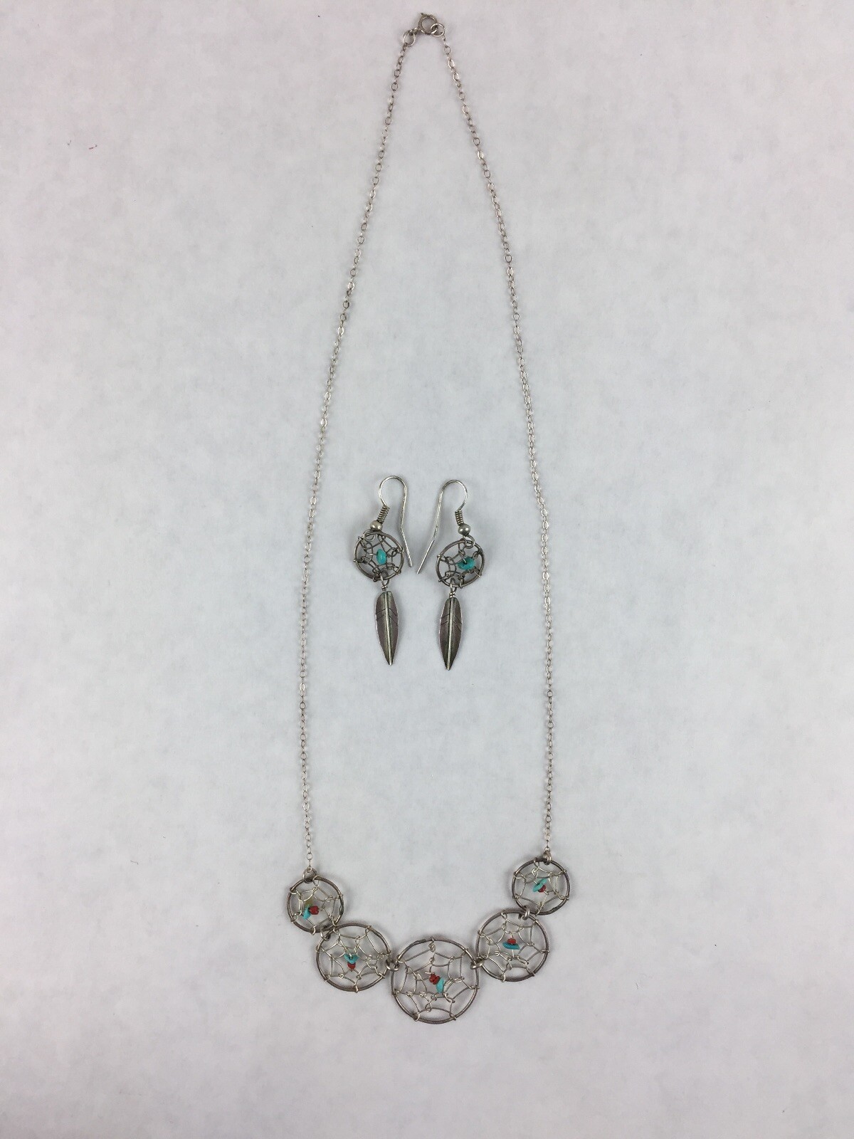 Dream Catcher Arizona Necklace and Earrings Silver Earring Coated Silver