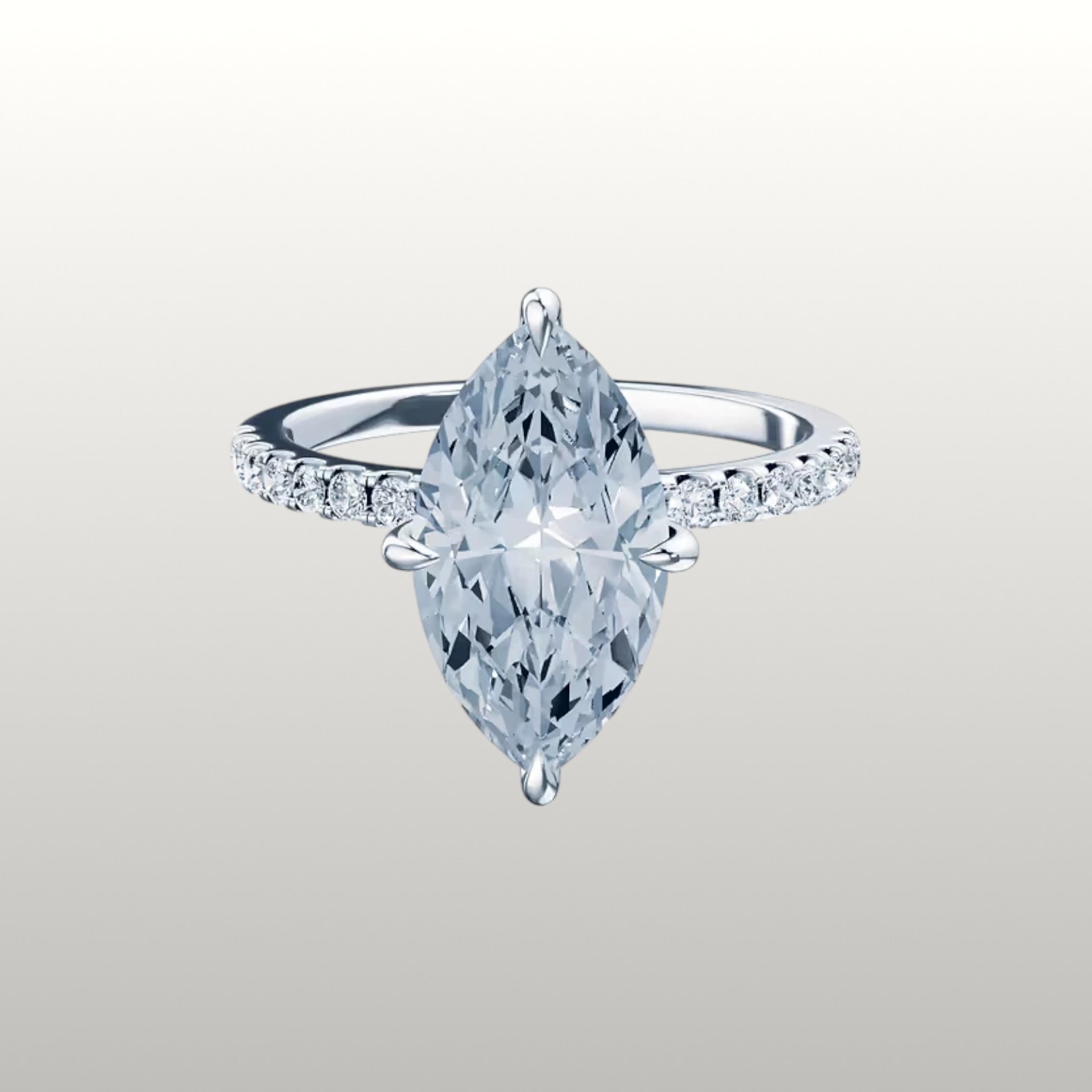 Fancy Vivid Blue 14k White Gold Diamond Ring IGI Lab Grown 3.25 Ct Marquise Cut
