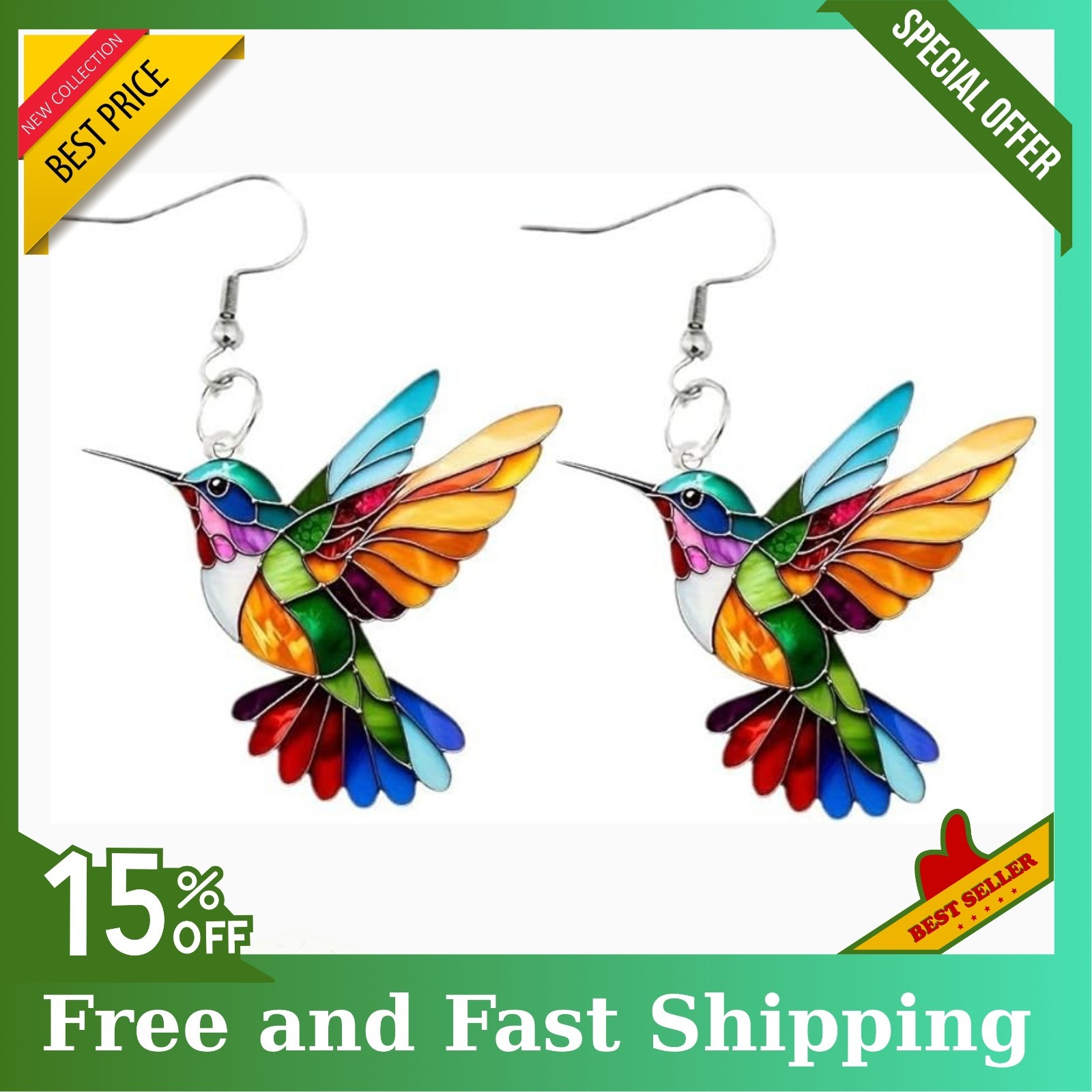 Acrylic Hummingbird Earrings 2D Bird Shape Earrings For Women Girls Ear Charms