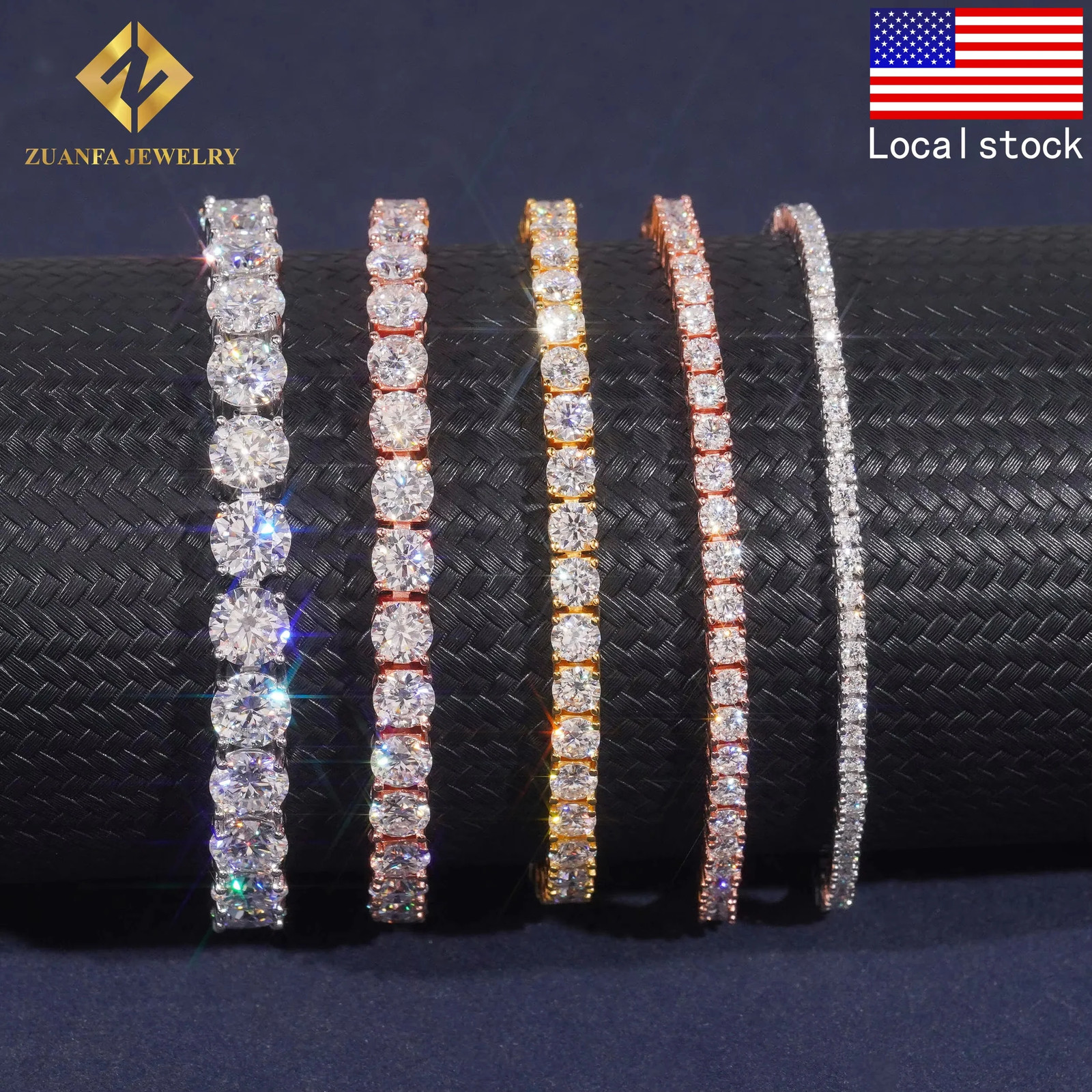 Tennis Bracelet 925 Sterling Silver 18K Gold Plated 2mm Moissanite Tennis Chain