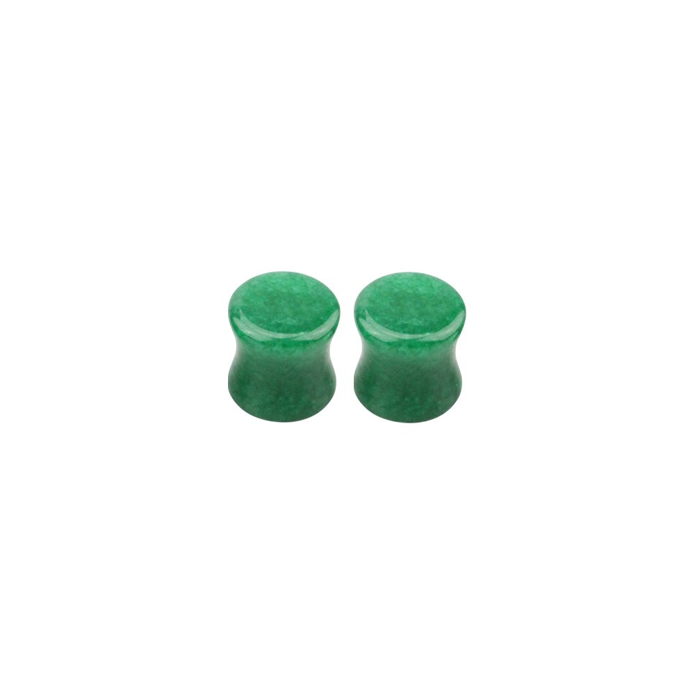 Jade Stone Double Flare Concave Tunnels Ear Gauges Plugs Expanders Piercing Pair