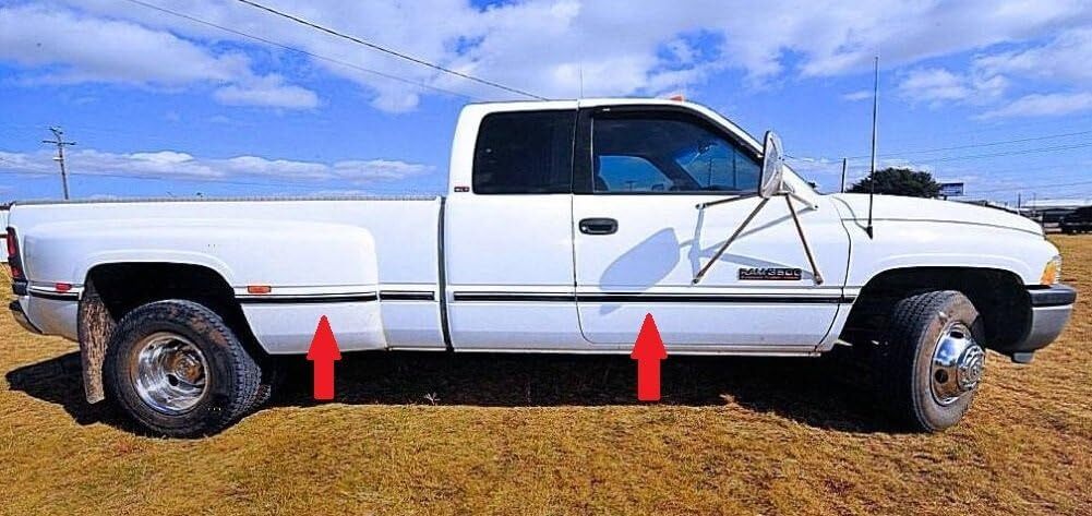 Black Chrome Side Body Trim Molding Replace for 1994-1997 Dodge Ram Pickup Truck