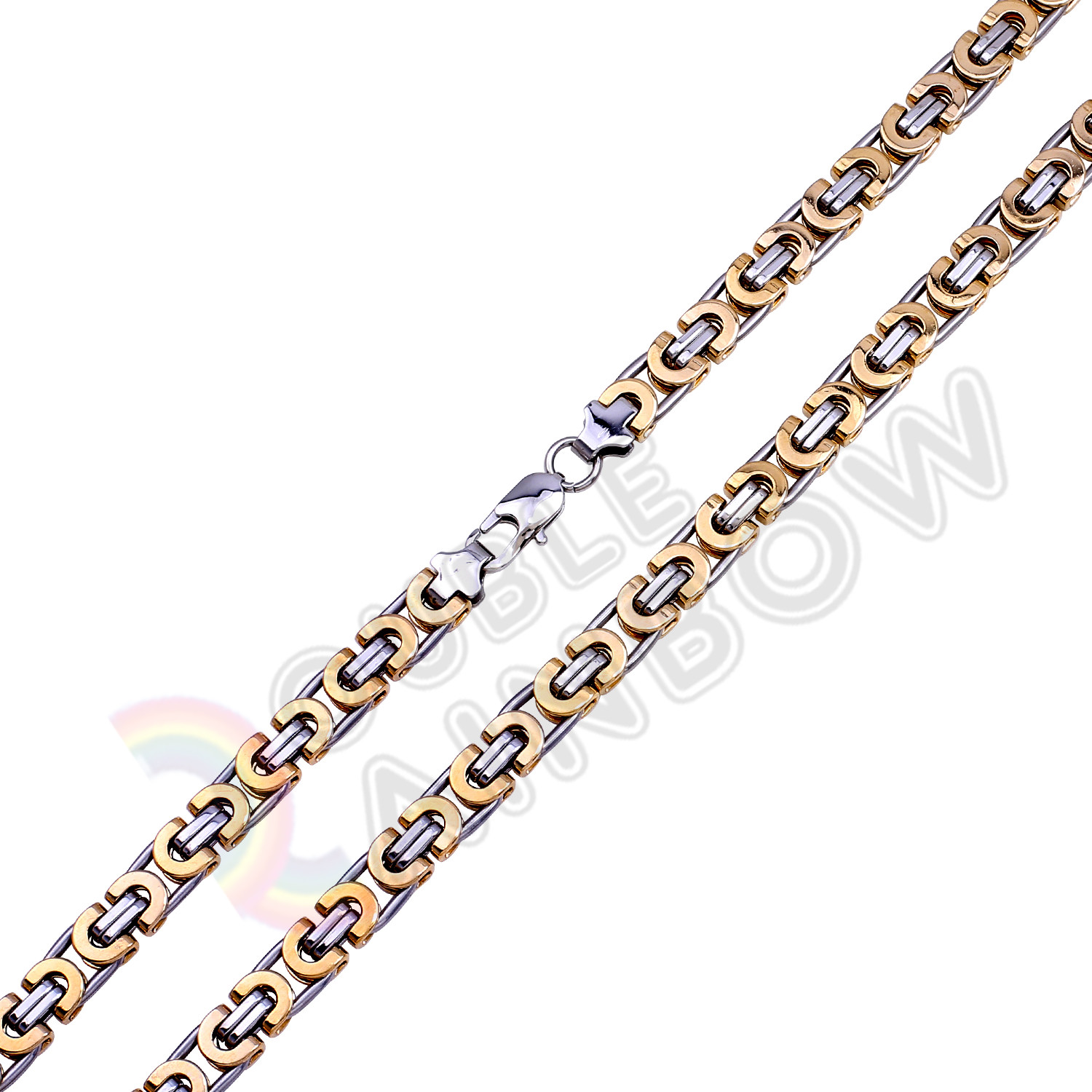 18-36″Men Stainless Steel Gold/Black Plated 8mm Link Chain*C2