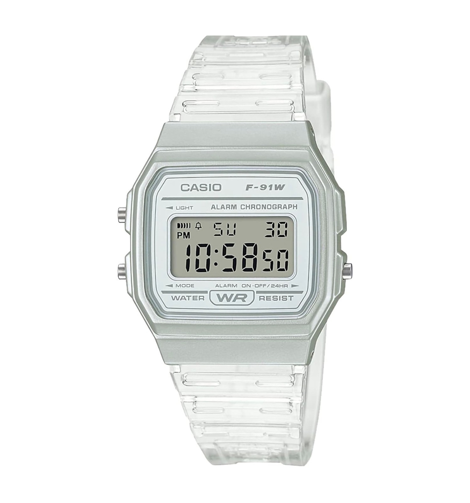 CASIO F-91WS-7JH Classic Digital Watch Clear White Skeleton Japan New