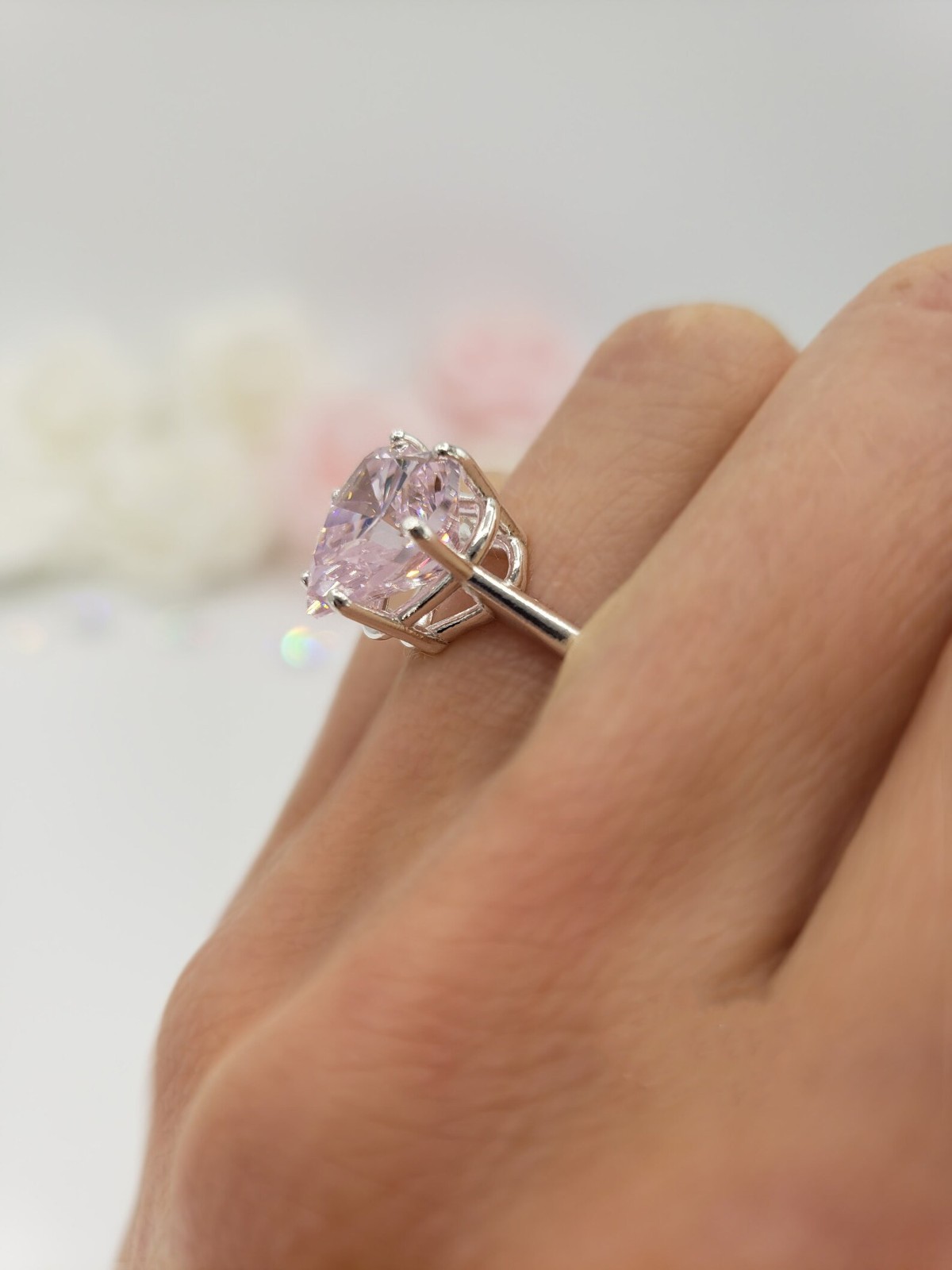 2.50 Ct Certified Heart Cut Solitaire White Treated Diamond 925 Silver Ring