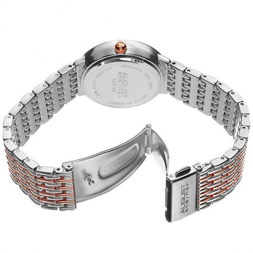 August Steiner Women’s AS8178TTR Silver and Rose Gold Quartz Watch F1233