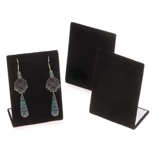 , 3 Pieces Black Velvet Leaning Earring Stands/Jewelry Displays 3.5 Inches Ta…