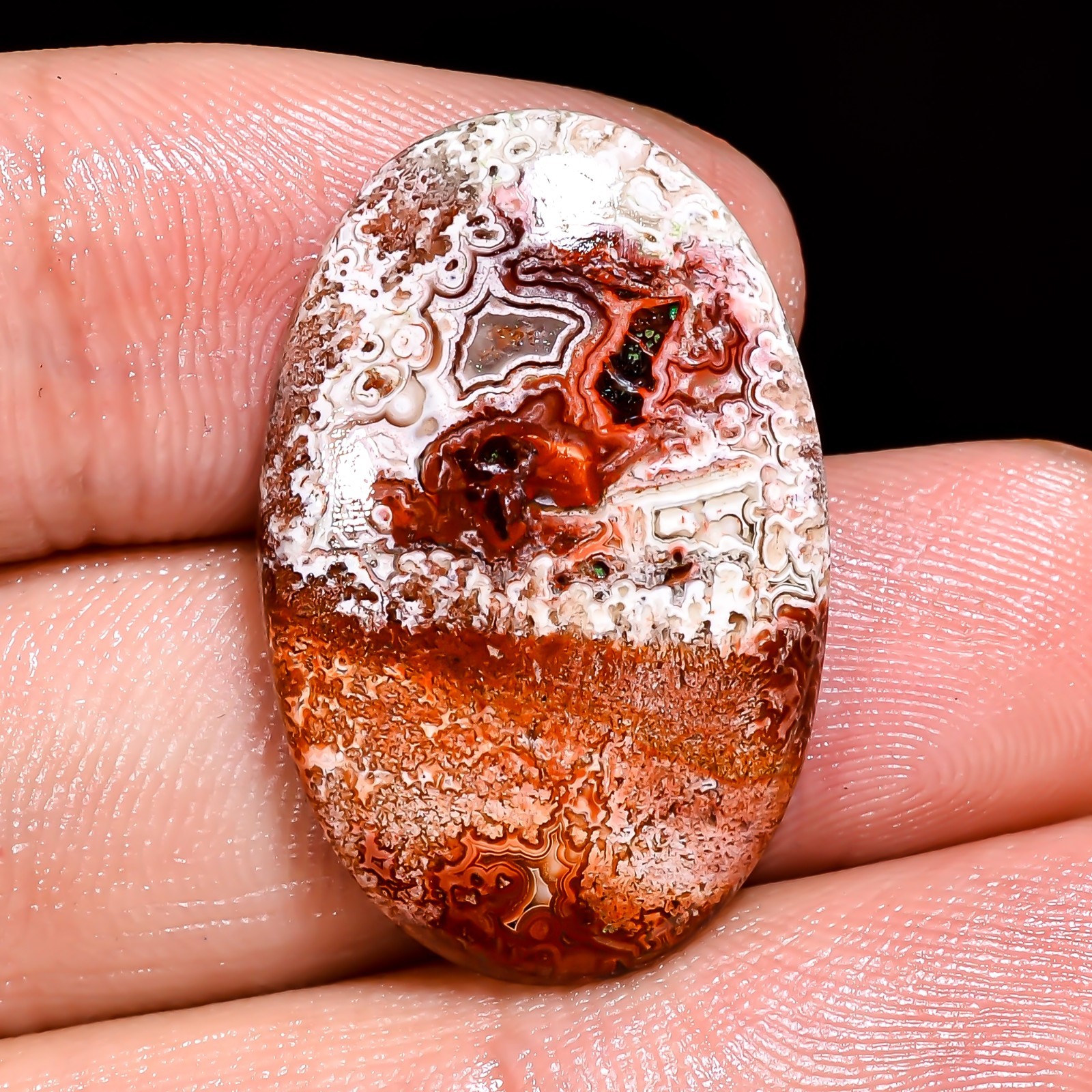 Natural Crazy Lace Agate Oval Shape Cabochon Loose Gemstone 27X17X5 MM 18 Cts.