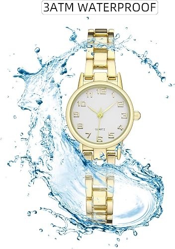 Women’s Gold Tone Quartz Analog Wrist Watch Bracelet Dress Watch Round Dial