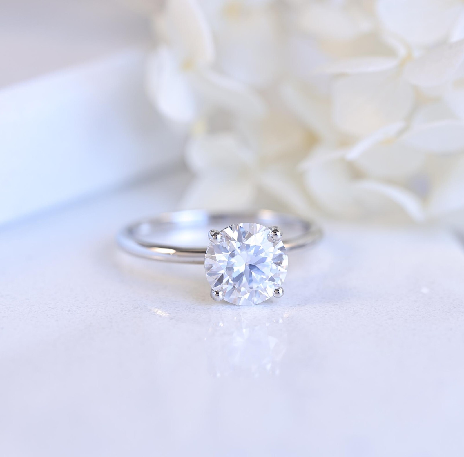 2.25ct Moissanite Solitaire 925 Sterling Silver Engagement Ring Sz 2.5-15 S10494