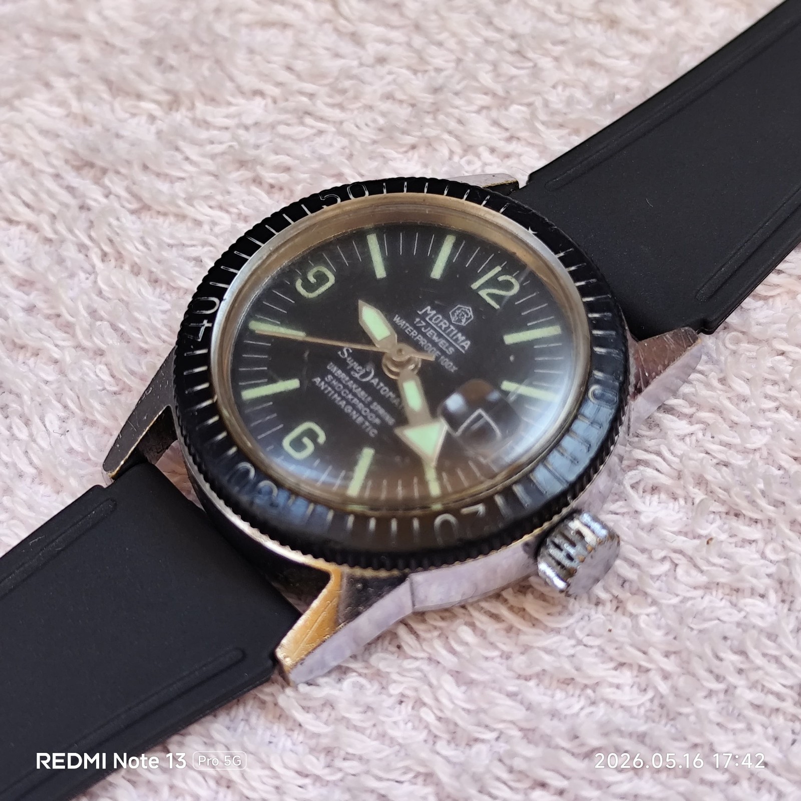 Vintage Mortima Super Datomatic 17 Jewels Mechanical Skindiver Watch – 1970s