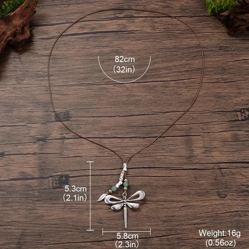 Silvery Boho Vintage Dragonfly Pendant Necklace Alloy Women Men Holiday Gift New