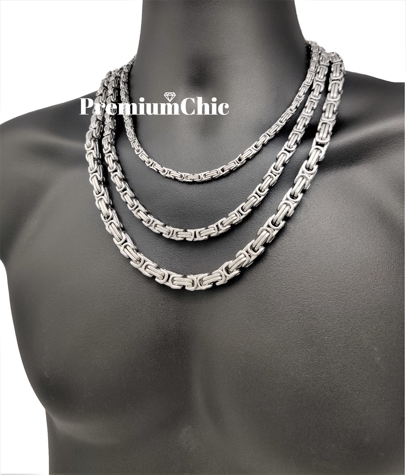 18″-30″ Stainless Steel 4/6/8mm NOT PLATED Byzantine Box Necklace Mens Jewelry