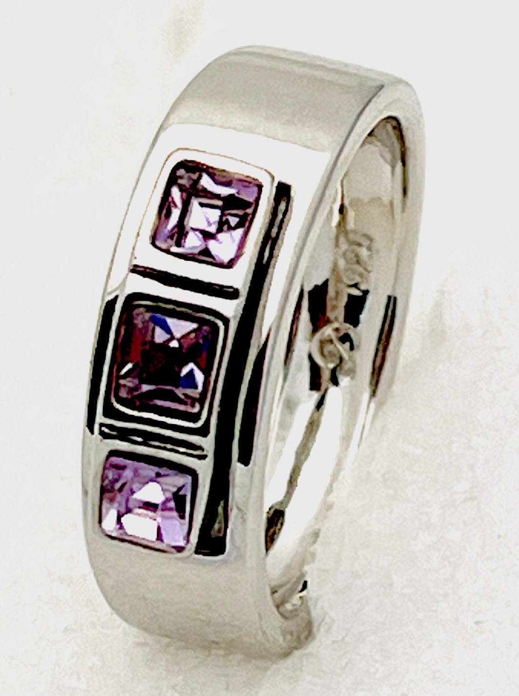 Sterling Silver 925 5.4 Gram Channel Set Light Amethyst Square CZ Ring Size 7