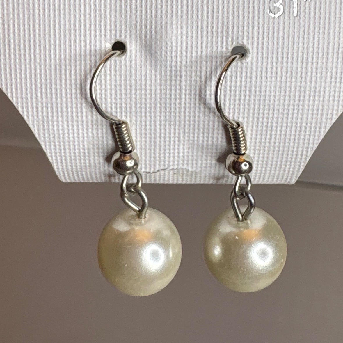 Fashion Jewelry Pearl Drop Earrings Lead Free Nickel Free Silver Tone New