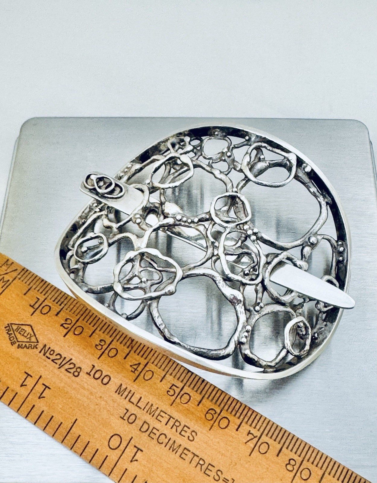 Jane Watling Lacock Solid Sterling Silver Hair Clip London 1986