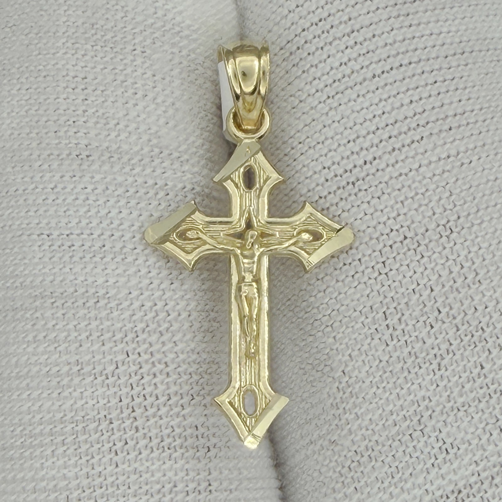 10k Yellow Gold Crucifix Cross Religious Jewelry Gift For Her Him Charm Pendant