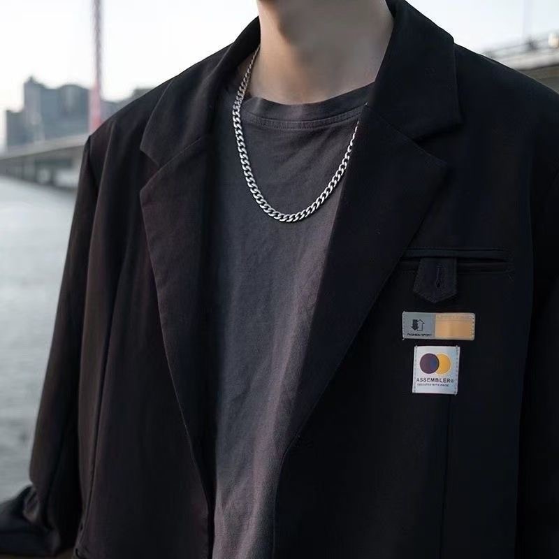 Male and female silver hip-hop circular chain necklaces Cuban necklace