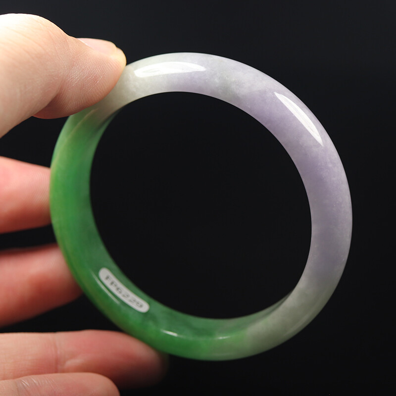 59mm Lavender Purple Green Jadeite Jade Bangle Bracelet Burma Jadeite 12511