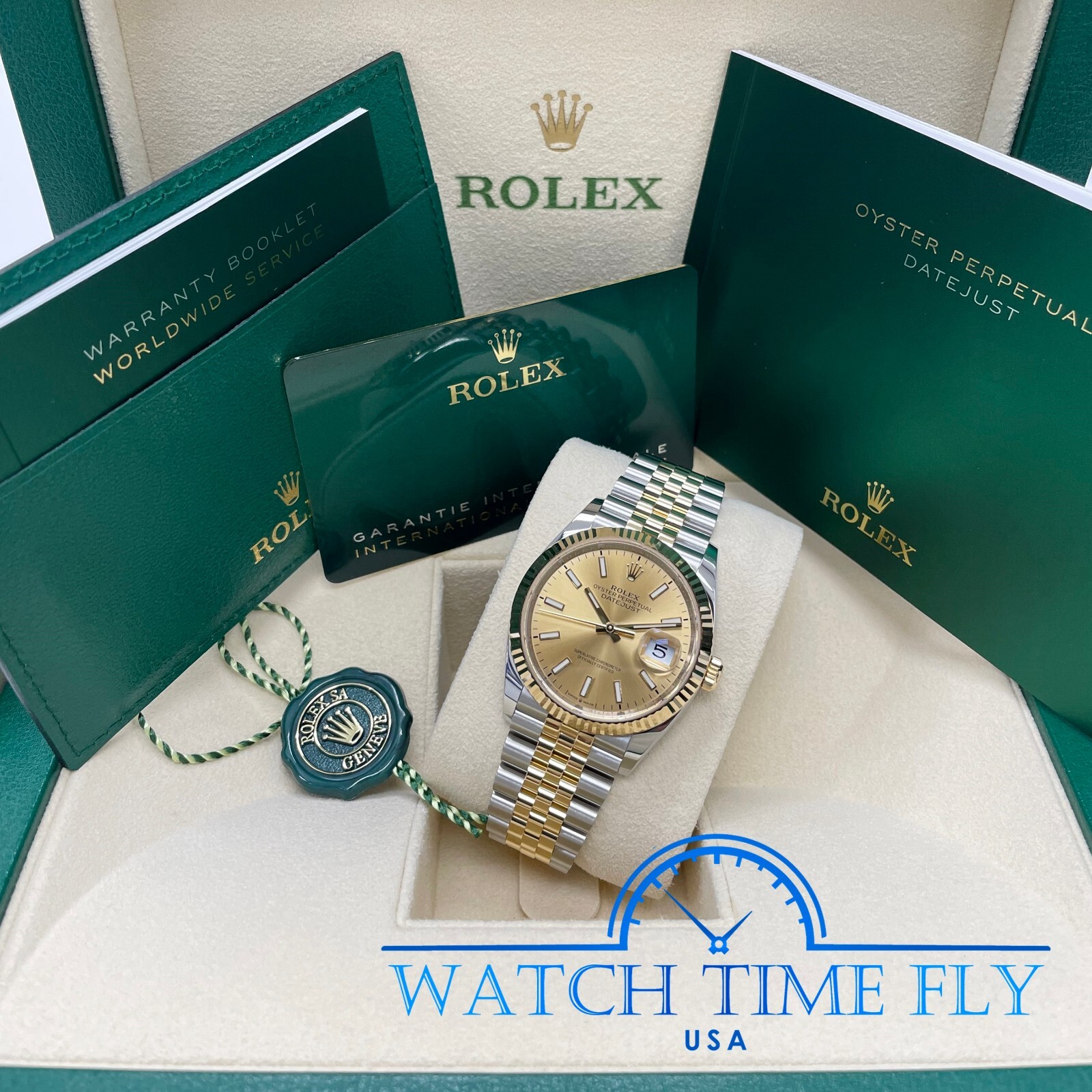 Rolex 2022 Datejust 36mm 126233 Two-Tone Steel/Yellow Gold Fluted Champagne Dial