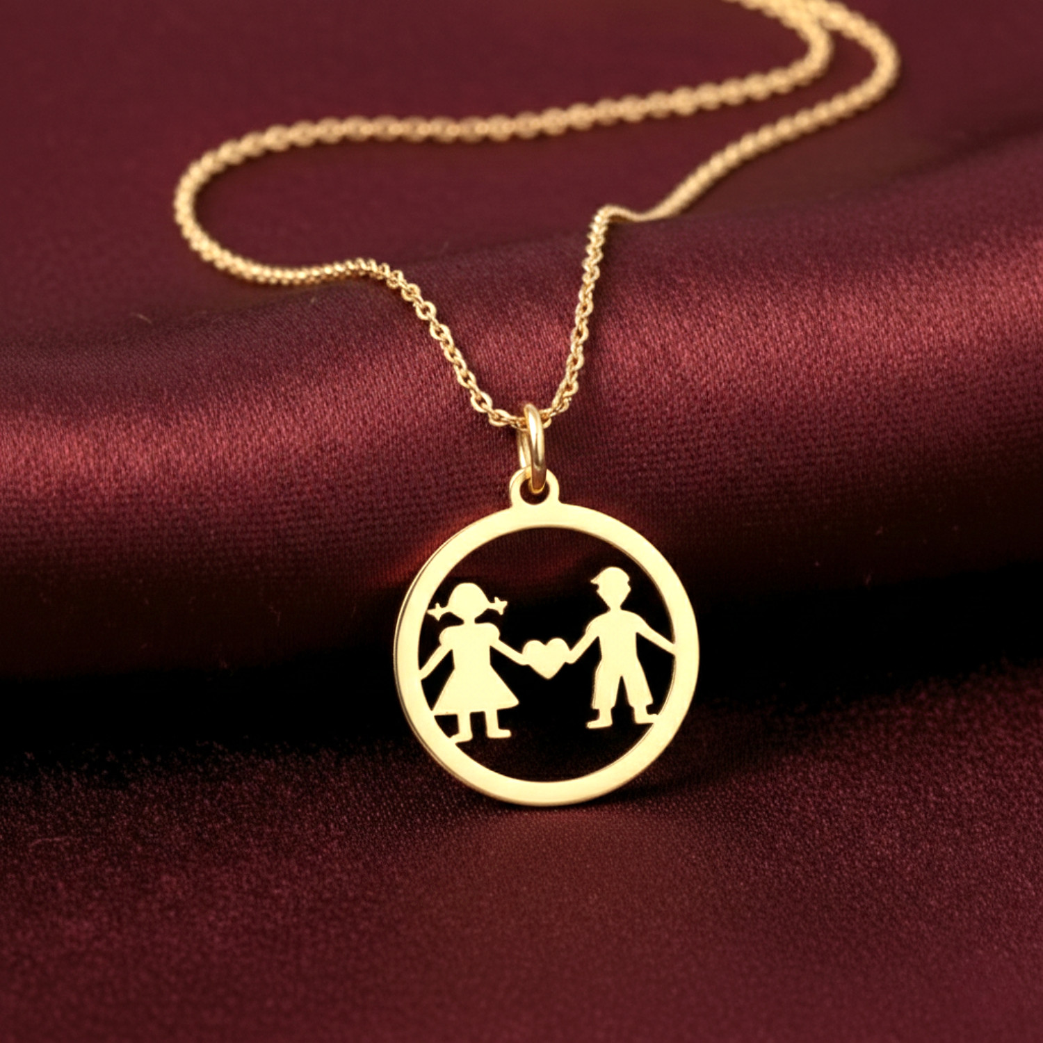 14K Real Solid Yellow Gold Baby Little Boy Girl Kids Pendant Charm Necklace 18in