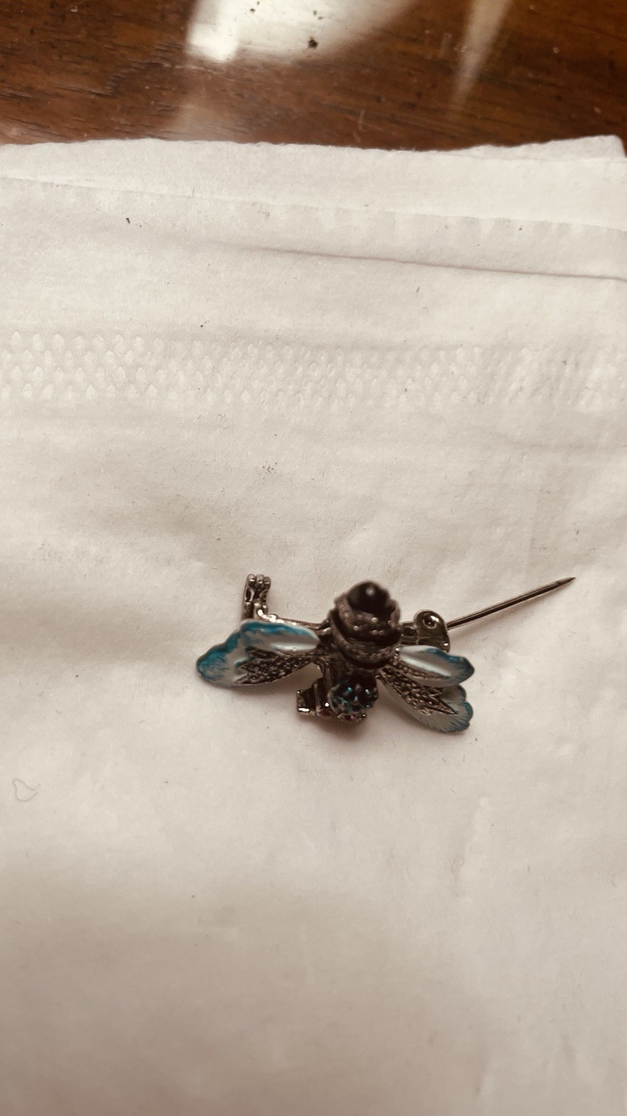 Art Deco Bee Brooch Pin, VTG, Crystals, Enameled Details.