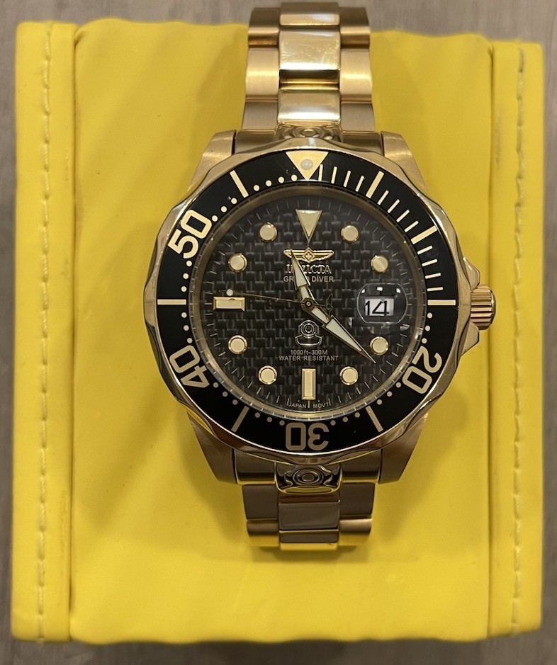 Invicta Grand Diver 10642 Men’s Gold Automatic Black Carbon Fiber Watch