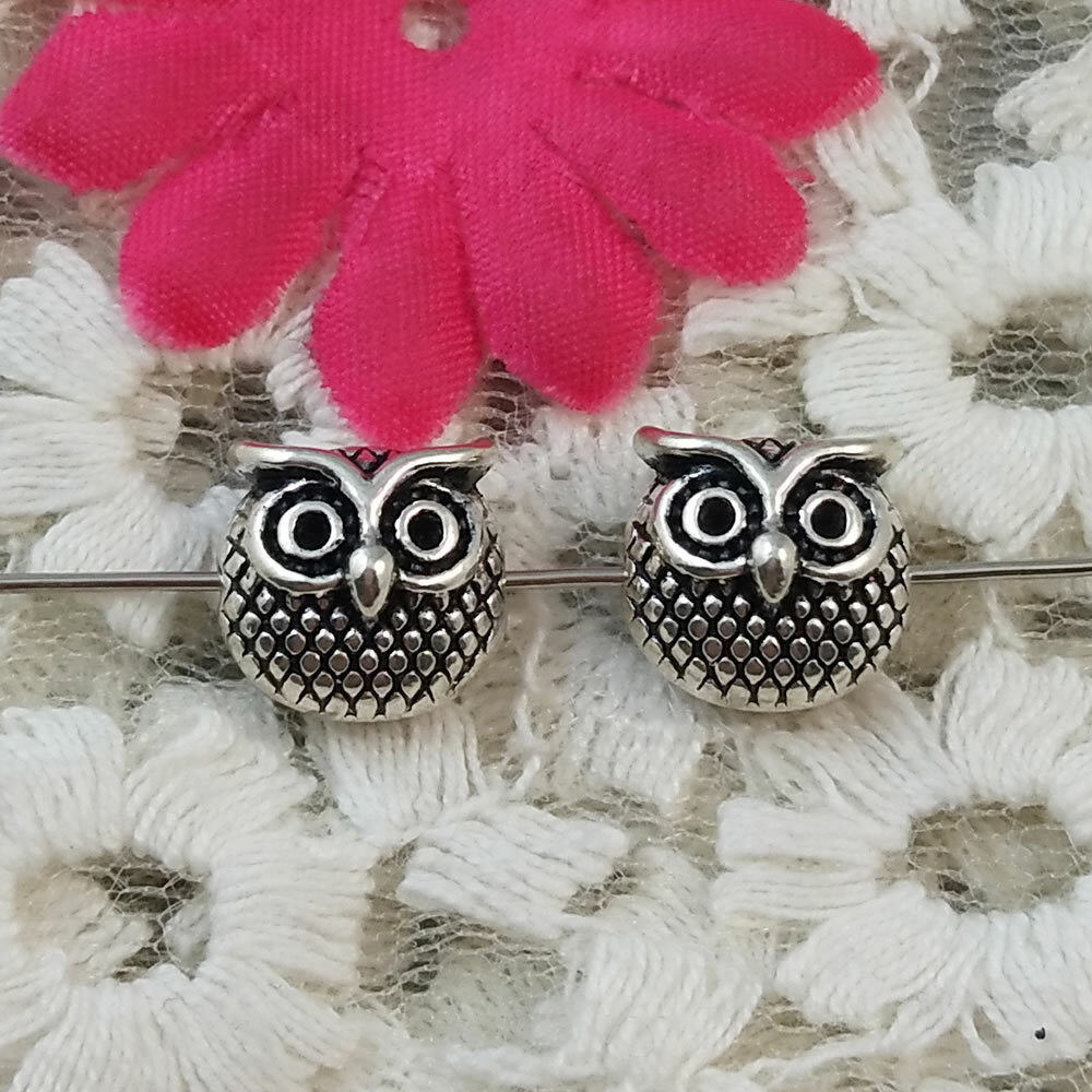 Free Ship 26 Pcs Antique Silver Owl Spacers 11X11MM H-5247