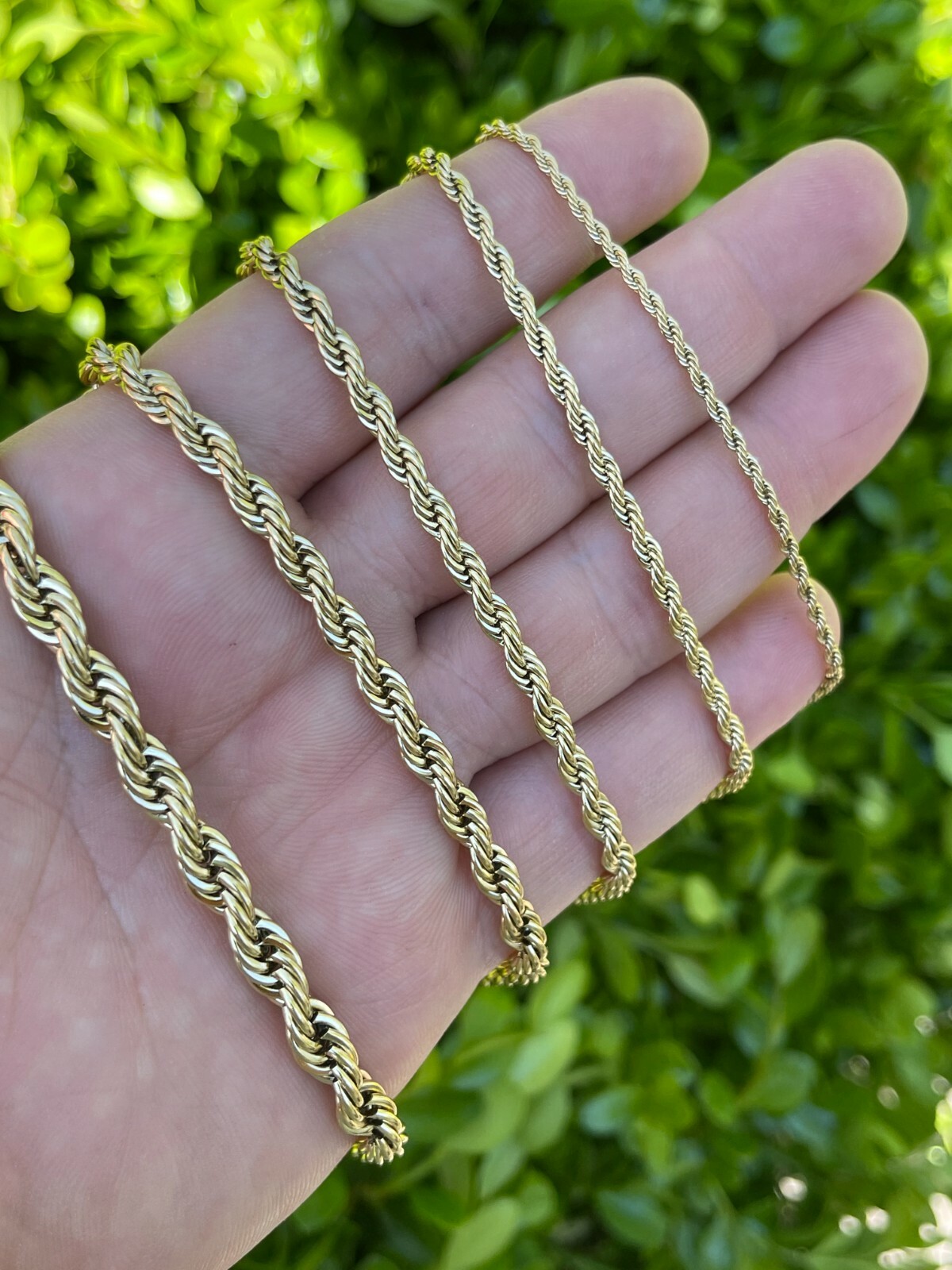 Men’s Real Rope Chain Necklace 14k Gold Plated Stainless Steel – 2mm-6mm 18-30″