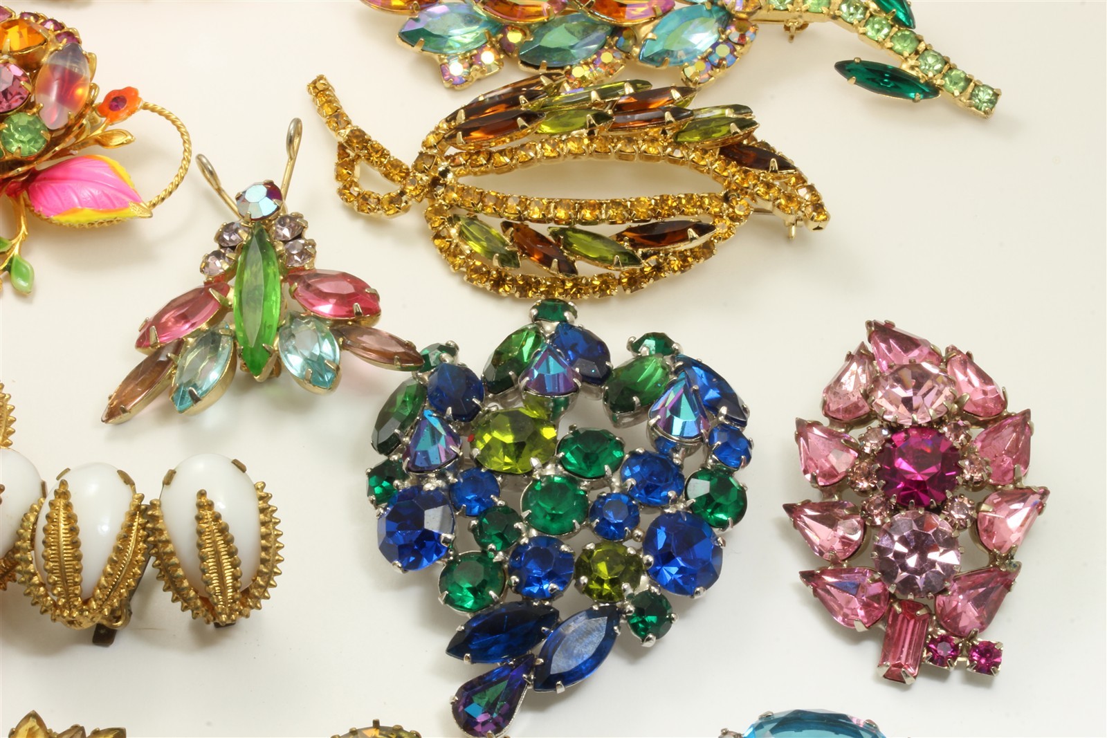 Vintage 13 Pc Lot of High End Glass Rhinestone Costume Jewelry Juliana Boucher