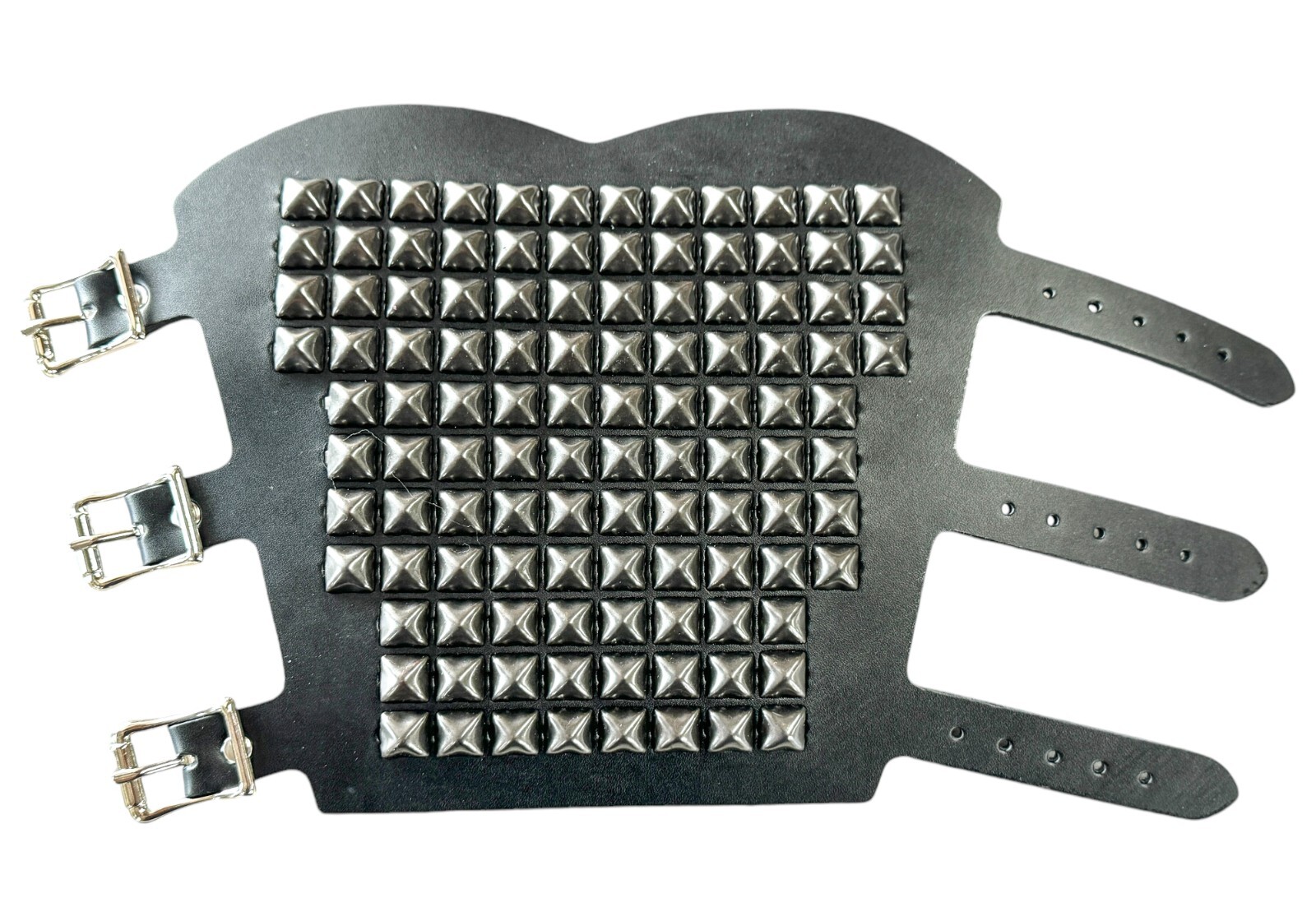 11 Row Black Studded Gauntlet Bracer Genuine Leather Heavy Metal By Funkplus