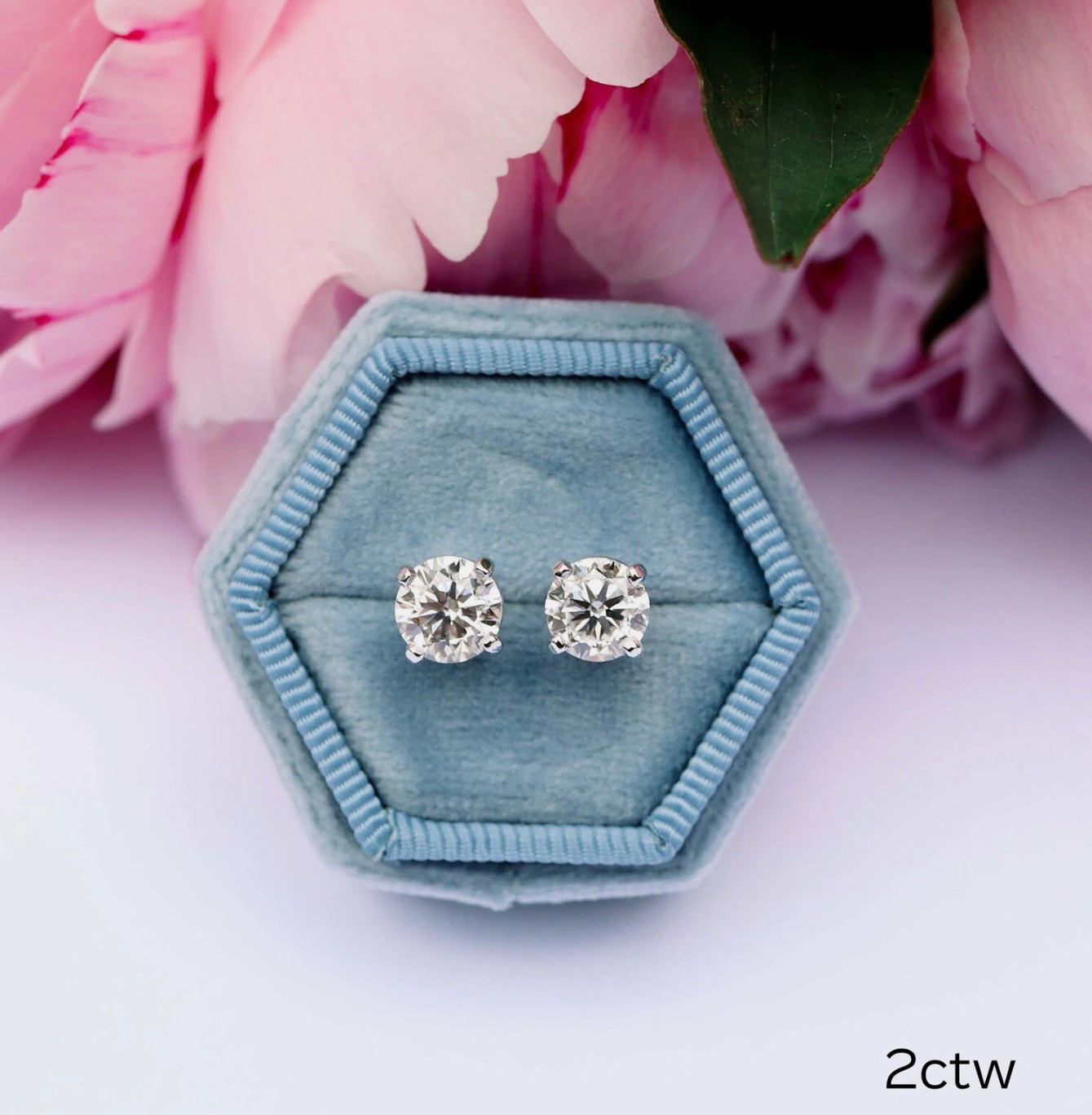 2.00 Ct Round Cut Certified Lab Grown VS1/E 14k Solid White Gold Stud Earrings