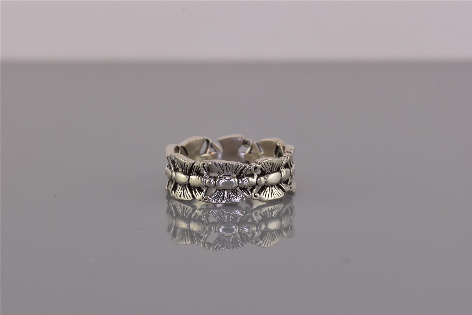 Peter Stone Sterling Silver Carved Dimensional Butterfly Band Ring 925 Sz: 6