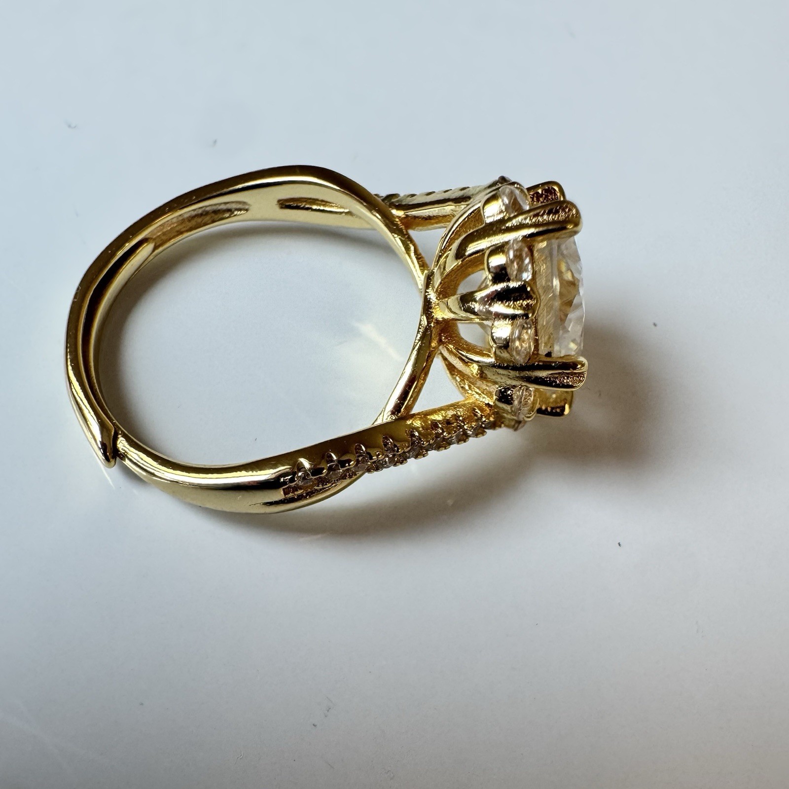 Vintage Style Silver and Gold Toned Adjustable Moissanite 4 Ring Bundle + Bonus!