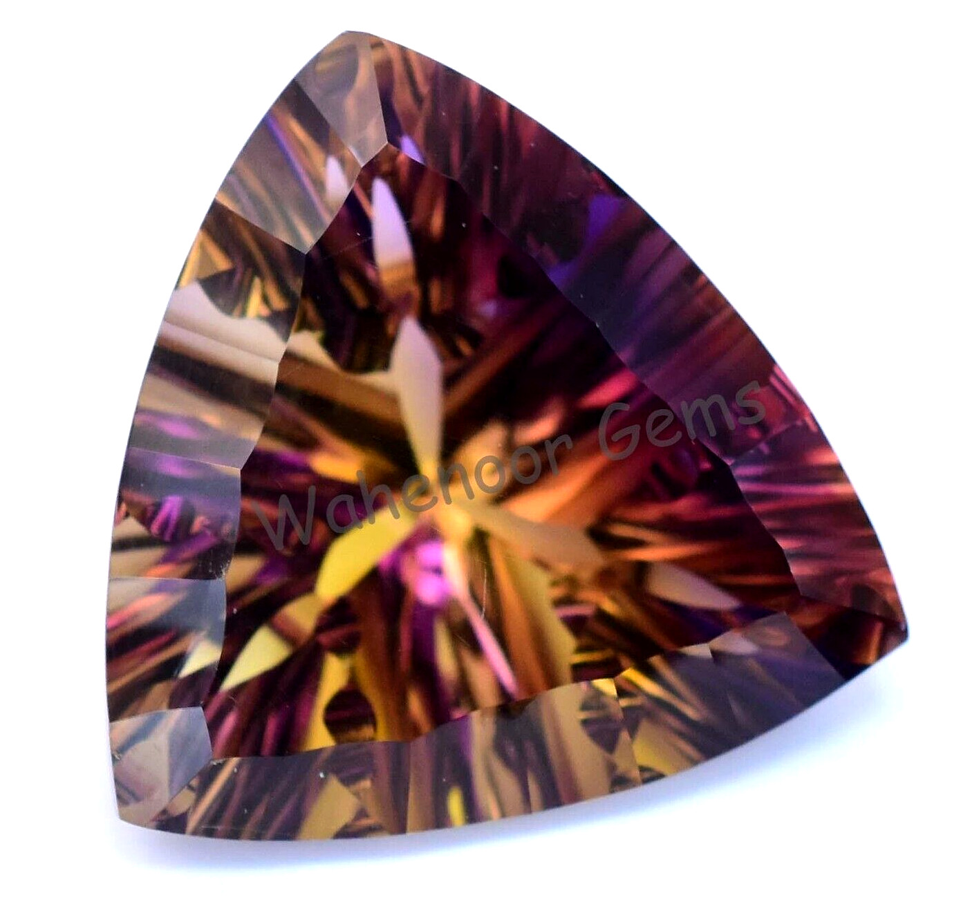 Flawless Natural Bi-Color Ametrine 27.45Ct Trillion Certified Untreated Gemstone