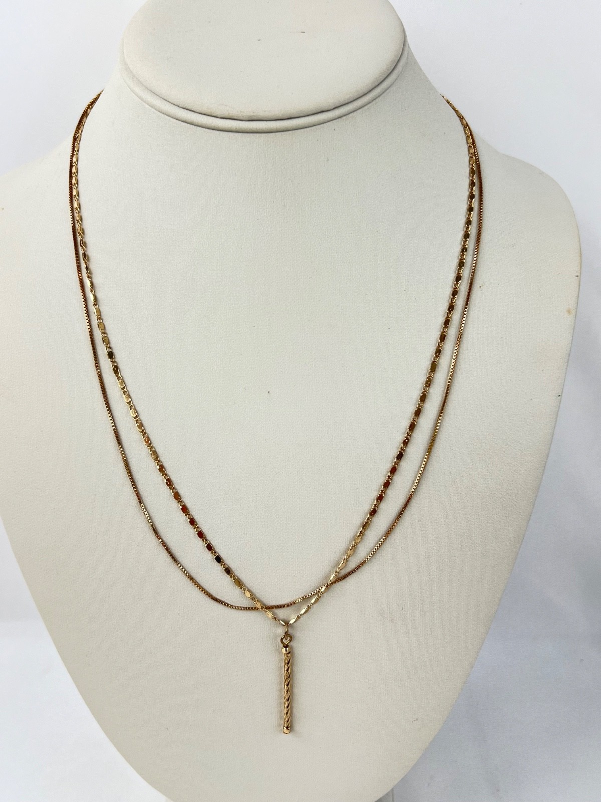 Fashion 3 Necklaces Lot Chains Gold Tone 3 Crosses 1 Bar Pendant Layering Set